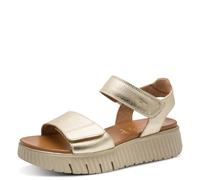 Tamaris Comfort Damen Sandalen flach aus Leder Plateau, Gold (Lt Gold), 38 EU