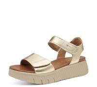 Tamaris Comfort Damen Sandalen flach aus Leder Plateau, Gold (Lt Gold), 39 EU