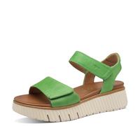 Tamaris Comfort Damen Sandalen flach aus Leder Plateau, Grün (Green), 37 EU