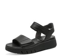 Tamaris Comfort Damen Sandalen flach aus Leder Plateau, Schwarz (Black), 38 EU