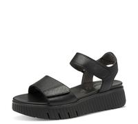 Tamaris Comfort Damen Sandalen flach aus Leder Plateau, Schwarz (Black), 41 EU