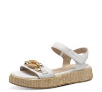 Tamaris Comfort Damen Sandalen flach aus Leder Plateau, Weiß (White), 37 EU