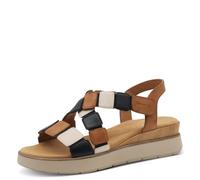 Tamaris Comfort Damen Sandalen flach aus Leder Sommer, Braun (Cognac Comb), 37 EU