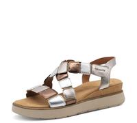 Tamaris Comfort Damen Sandalen flach aus Leder Sommer, Mehrfarbig (Metallic Comb), 39 EU