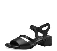 Tamaris Comfort Damen Sandalen mit Absatz aus Leder mit Klettverschluss, Schwarz (Black), 37 EU