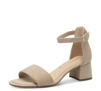 Tamaris COMFORT Damen Sandalen mit Absatz aus Leder mit verstellbarem Riemen, Beige (Beige Suede), 41 EU