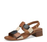 Tamaris Comfort Damen Sandalen mit Absatz aus Leder mit verstellbarem Riemen, Blau (Navy Comb), 40 EU