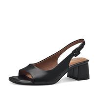 Tamaris COMFORT Damen Sandalen mit Absatz aus Leder mit verstellbarem Riemen, Schwarz (Black), 37 EU