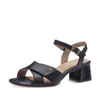 Tamaris Comfort Damen Sandalen mit Absatz aus Leder mit verstellbarem Riemen, Schwarz (Black Nappa), 37 EU