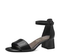 Tamaris Comfort Damen Sandalen mit Absatz aus Leder mit verstellbarem Riemen, Schwarz (Black Nappa), 38 EU