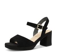 Tamaris Comfort Damen Sandalen mit Absatz aus Leder mit verstellbarem Riemen, Schwarz (Black Suede), 40 EU