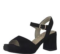 Tamaris Comfort Damen Sandalen mit Absatz aus Leder mit verstellbarem Riemen, Schwarz (Schwarz), 38 EU