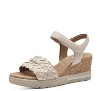 Tamaris Comfort Damen Sandalen mit Keilabsatz aus Leder Bequem, Beige (Ivory Nappa), 38 EU