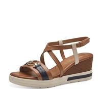 Tamaris Comfort Damen Sandalen mit Keilabsatz aus Leder Bequem, Mehrfarbig (Nut Comb), 40 EU