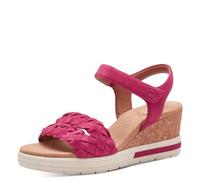 Tamaris Comfort Damen Sandalen mit Keilabsatz aus Leder Bequem, Rosa (Fuxia Nubuc), 39 EU