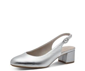 Tamaris Comfort Damen Slingpumps aus Leder Elegant, Silber (Silver), 37 EU