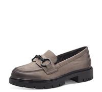 TAMARIS Comfort Damen Slipper aus Leder Elegant, Grau (Stone Nubuc), 37 EU