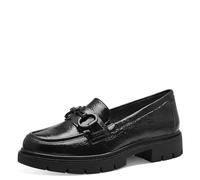 TAMARIS Comfort Damen Slipper aus Leder Elegant, Schwarz (Bottle Patent), 40 EU