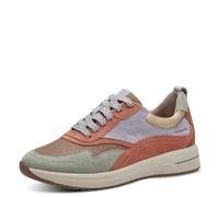 Tamaris Comfort Damen Sneaker flach aus Leder Bequem, Mehrfarbig (Sage Comb), 37 EU