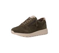 Tamaris Comfort Damen Sneaker flach aus Leder Comfort Fit, Grün (Khaki Suede), 37 EU