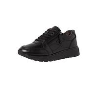 Tamaris Comfort Damen Sneaker flach aus Leder Comfort Fit, Schwarz (Black Uni), 38 EU