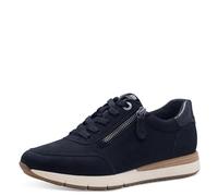 Tamaris COMFORT Damen Sneaker flach aus Leder mit Reißverschluss, Blau (Navy), 37 EU