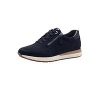 Tamaris Comfort Damen Sneaker flach aus Leder mit Reißverschluss, Blau (Navy), 37 EU