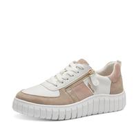 Tamaris Comfort Damen Sneaker flach aus Leder zum Schnüren, Mehrfarbig (Beige/Rose), 38 EU