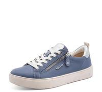 Tamaris COMFORT Damen Sneaker flach mit Reißverschluss Freizeit, Blau (Denim Nubuc), 37 EU