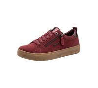 Tamaris Damen Wide Fit Damen Sneaker flach mit Reißverschluss Freizeit, Rot (Merlot Suede), 40 EU