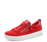 Tamaris COMFORT Damen Sneaker flach mit Reißverschluss Freizeit, Rot (Red Suede), 39 EU