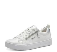 Tamaris COMFORT Damen Sneaker flach aus Leder mit Reißverschluss, Weiß (White Patent), 38 EU