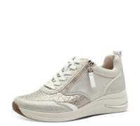Tamaris COMFORT Damen Sneaker flach mit Schnürsenkeln mit Reißverschluss, Beige (Beige Glam), 42 EU