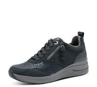 Tamaris Comfort Damen Sneaker flach mit Schnürsenkeln mit Reißverschluss, Blau (Navy Suede), 36 EU