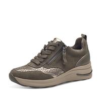 Tamaris Damen Sneaker Comfort 83714-43 flach mit Schnürsenkeln und Reißverschluss Braun 37 EU
