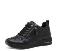 Tamaris COMFORT Damen Sneaker flach mit Schnürsenkeln mit Reißverschluss, Schwarz (Black Nappa), 42 EU