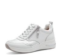 Tamaris COMFORT Damen Sneaker flach mit Schnürsenkeln mit Reißverschluss, Weiß (White Nappa), 38 EU