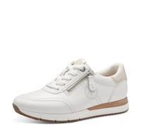 Tamaris COMFORT Damen Sneaker flach zum Schnüren mit Reißverschluss, Weiß (White Nappa), 37 EU