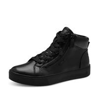 TAMARIS Comfort Damen Sneaker hoch zum Schnüren mit Reißverschluss, Schwarz (Black Nappa), 38 EU