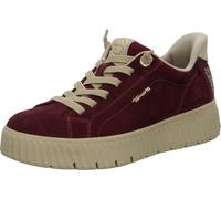 Tamaris Comfort Damen Step IN Leder Sneaker flach zum Schlupfen Wide Fit Bordeaux Suede 41
