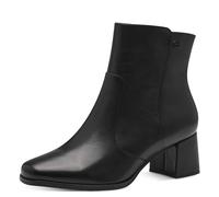 TAMARIS COMFORT Damen Stiefeletten mit Absatz aus Leder Blockabsatz, Schwarz (Black Nappa), 36 EU