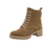 Tamaris Comfort Damen Stiefeletten mit Blockabsatz zum Schnüren, Beige (Cappuccino), 38 EU