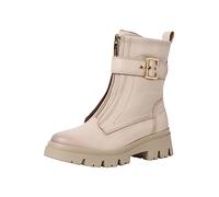 Tamaris COMFORT Damen Stiefeletten ohne Absatz aus Leder mit Reißverschluss Comfort Fit, Beige (Ivory), 36 EU