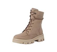 Tamaris COMFORT Damen Stiefeletten zum Schnüren aus Leder Plateau Comfort Fit, Beige (Taupe Nubuk), 37 EU