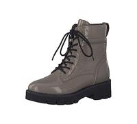Tamaris Schnürstiefelette Damen COMFORT – Leder, Plateau, Reißverschluss, Taupe glänzend, Gr. 38