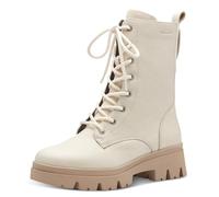 TAMARIS COMFORT Damen Stiefeletten zum Schnüren mit Reißverschluss ohne Futter, Weiß (Offwhite), 38 EU