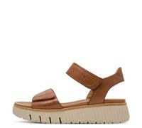 Tamaris Comfort Damen Sandalen flach aus Leder Plateau, Braun (Nut), 37 EU