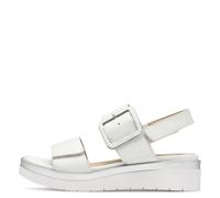 Tamaris Comfort Damen Sandalen flach aus Leder mit Schnalle, Silber (White/Silver), 39 EU