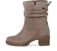 Tamaris Damen Stiefeletten mit Absatz aus Leder, warm gefüttert, Reißverschluss, Taupe, Gr. 38