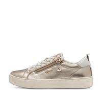 Tamaris Damen Sneaker Comfort, flach, Leder, Reißverschluss, Gold, Größe 36